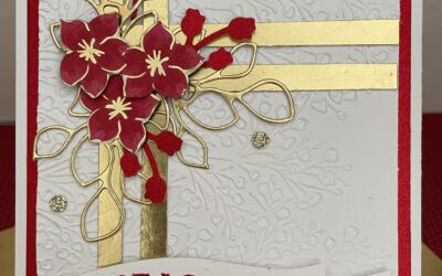 Gold and Pointsettias Christmas Card